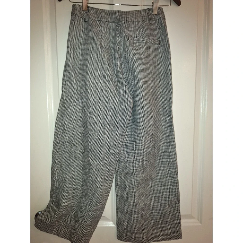 Reformation‎ linen black white cropped pants size 0
